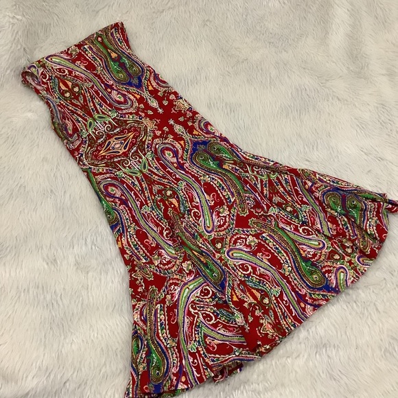 Lauren Ralph Lauren women’s red paisley sleeveless ruffle summer knit dress S - Picture 5 of 9